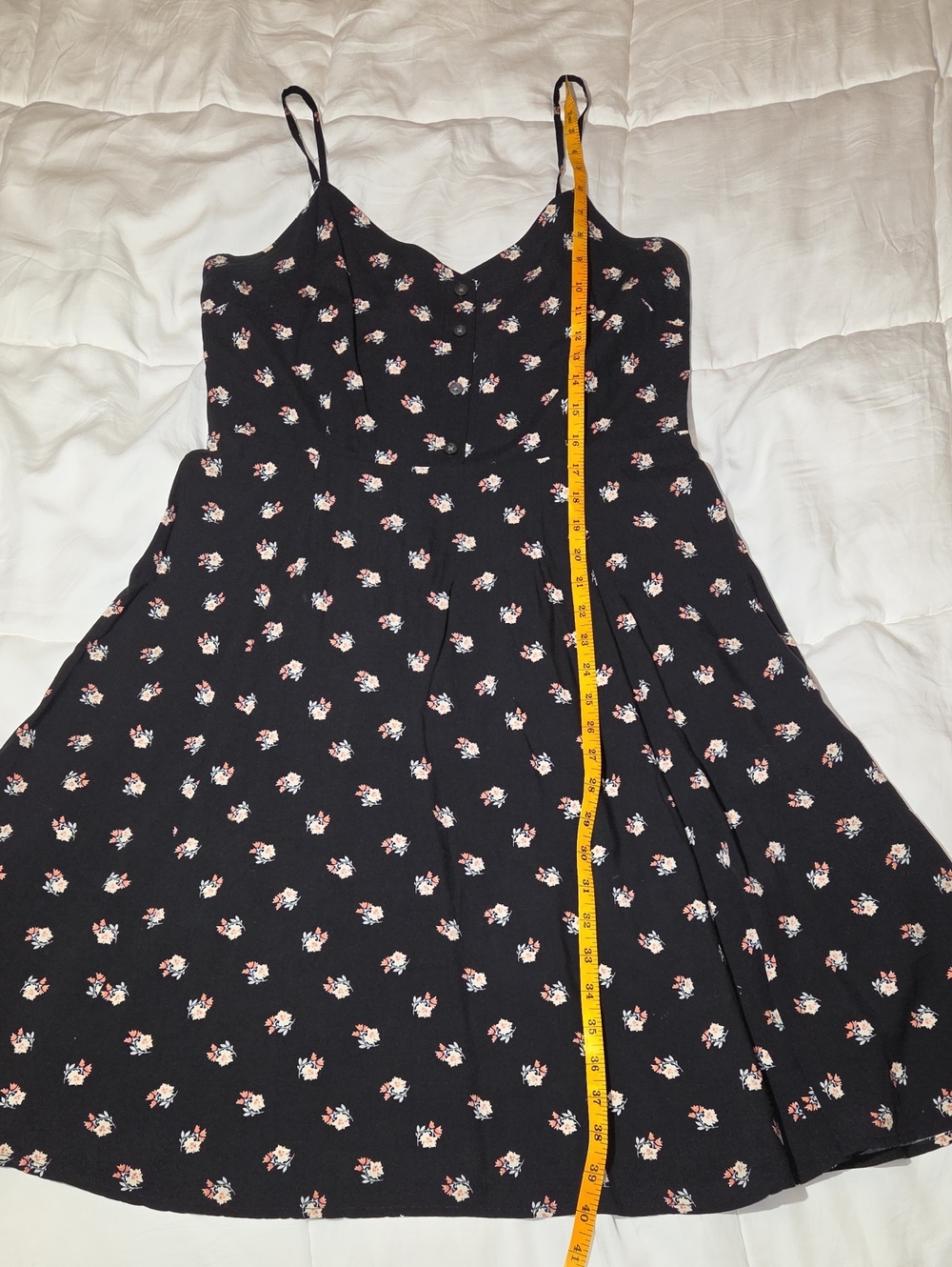 GAP Black Mini Dress with Small Floral Print